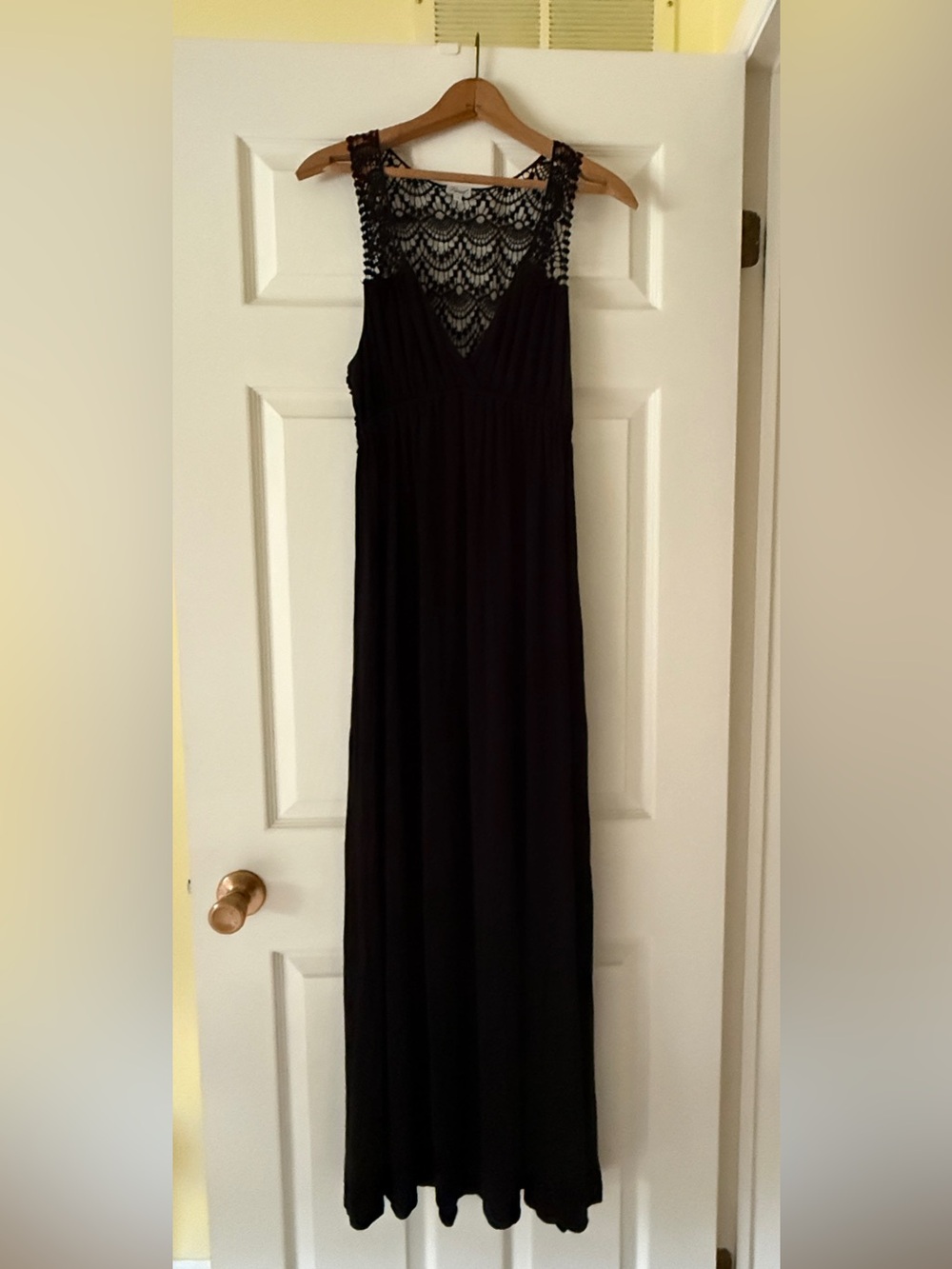 Kismet Black Maxi Dress with Lace Yoke